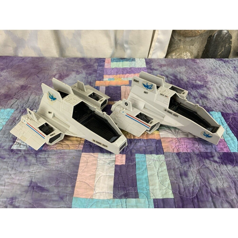 Set Of 2 Vintage 1984 G.I. Joe SA-SHARC-355m Fighter (Missing  Canopy) For Parts